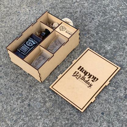 Caja de Whiskey con 2 Vasos de Vidrio