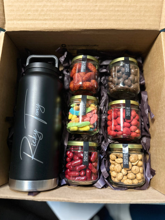 Caja de cartón personalizada con 6 frascos de vidrio