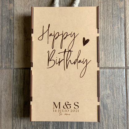 Caja de Vino con 2 Copas sin Tallo